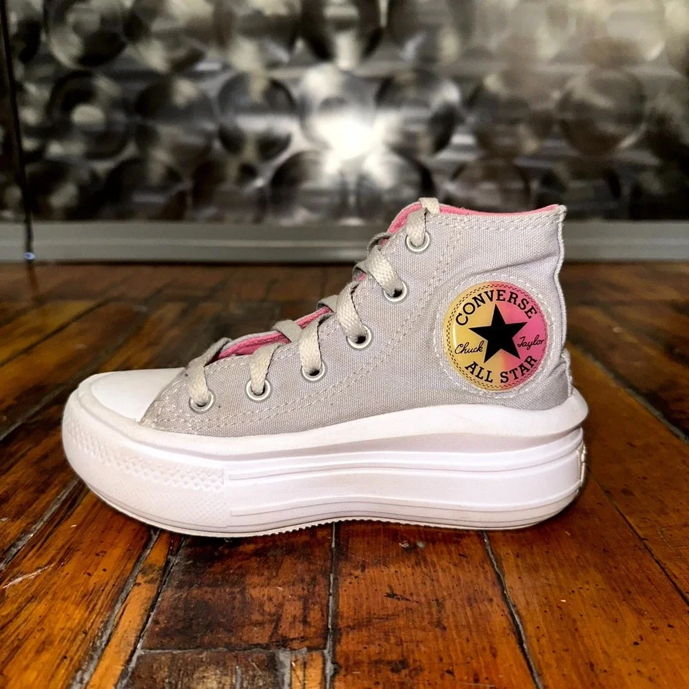 Converse Chuck Taylor All Star Move Platform Sneakers Youth Size 11 Light Gray